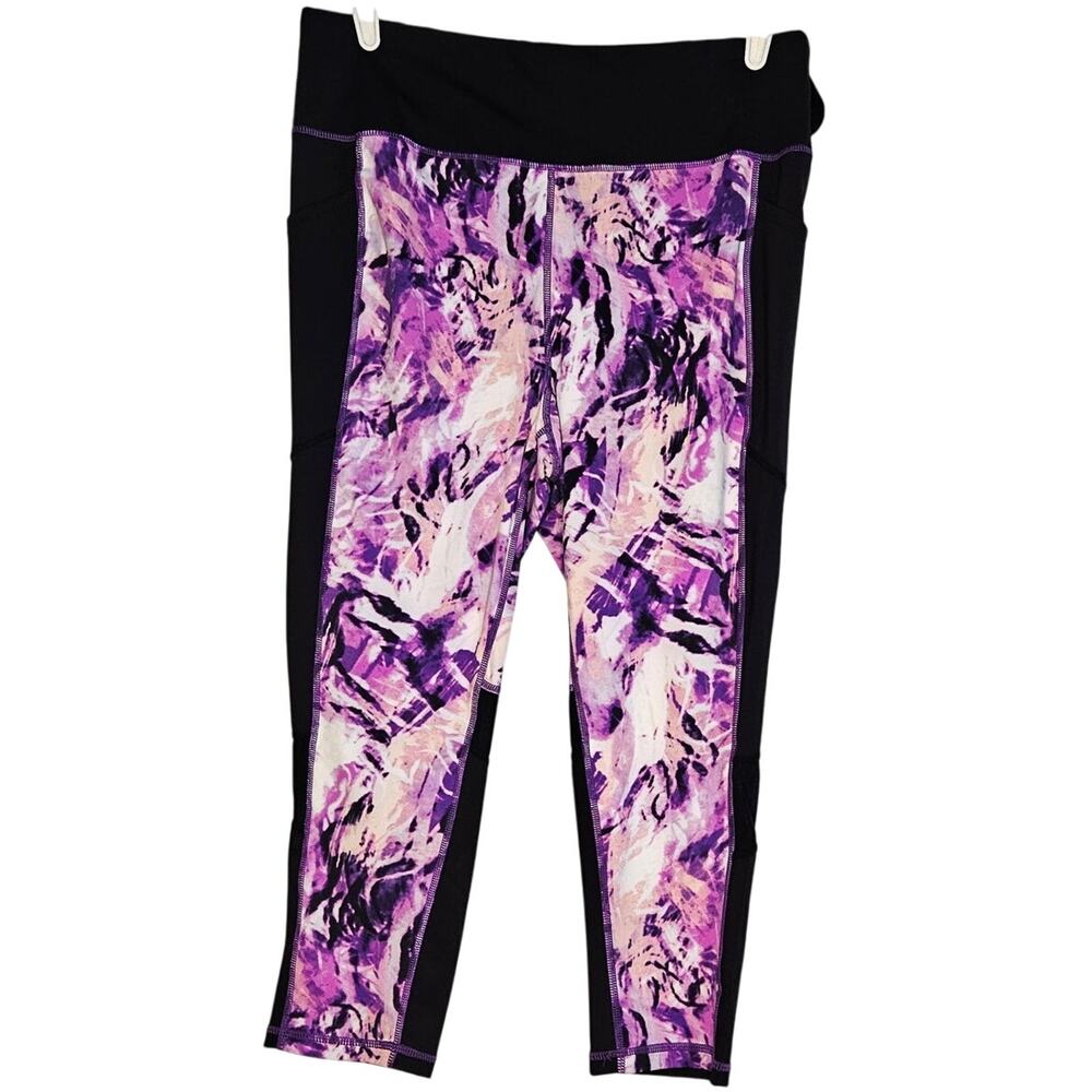 Rise by Lularoe Black pink pattern athletic casual sz 1X activewear